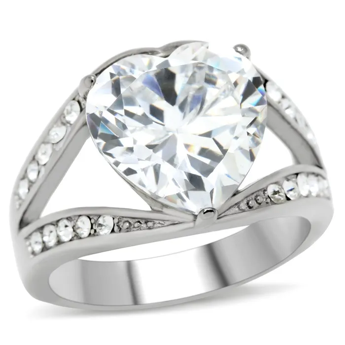 TK185 High polished no plating Stainless Steel Ring with AAA Grade CZ in Clear Alamode Rings TK185 High polished no plating Stainless Steel Ring with AAA Grade CZ in Clear Alamode Rings