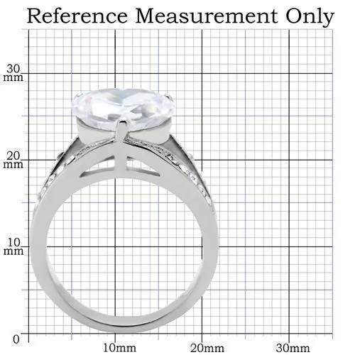 TK185 High polished no plating Stainless Steel Ring with AAA Grade CZ in Clear Alamode Rings