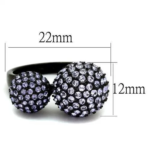 TK2285 IP BlackIon Plating Stainless Steel Ring with Top Grade Crystal in Multi Color Alamode Rings