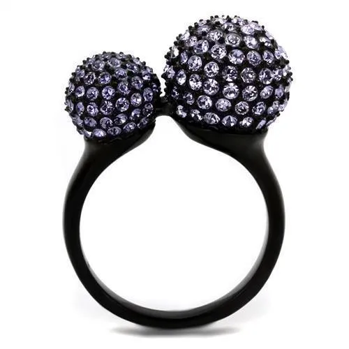 TK2285 IP BlackIon Plating Stainless Steel Ring with Top Grade Crystal in Multi Color Alamode Rings