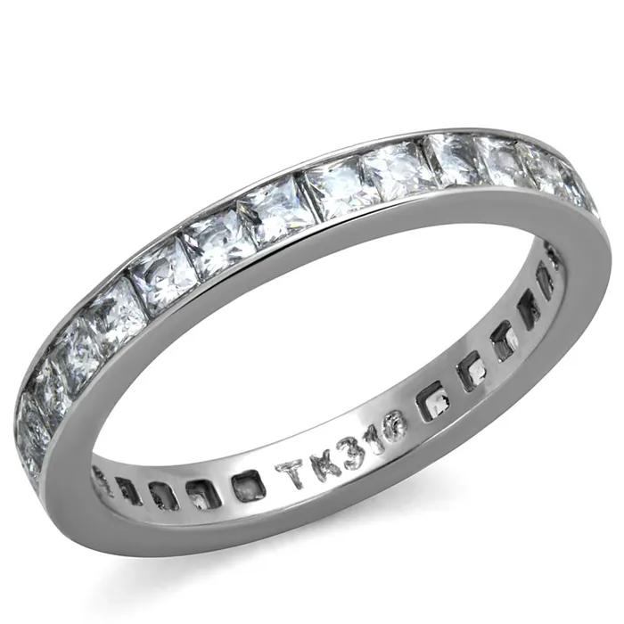 TK2344 High polished no plating Stainless Steel Ring with AAA Grade CZ in Clear Alamode Rings TK2344 High polished no plating Stainless Steel Ring with AAA Grade CZ in Clear Alamode Rings