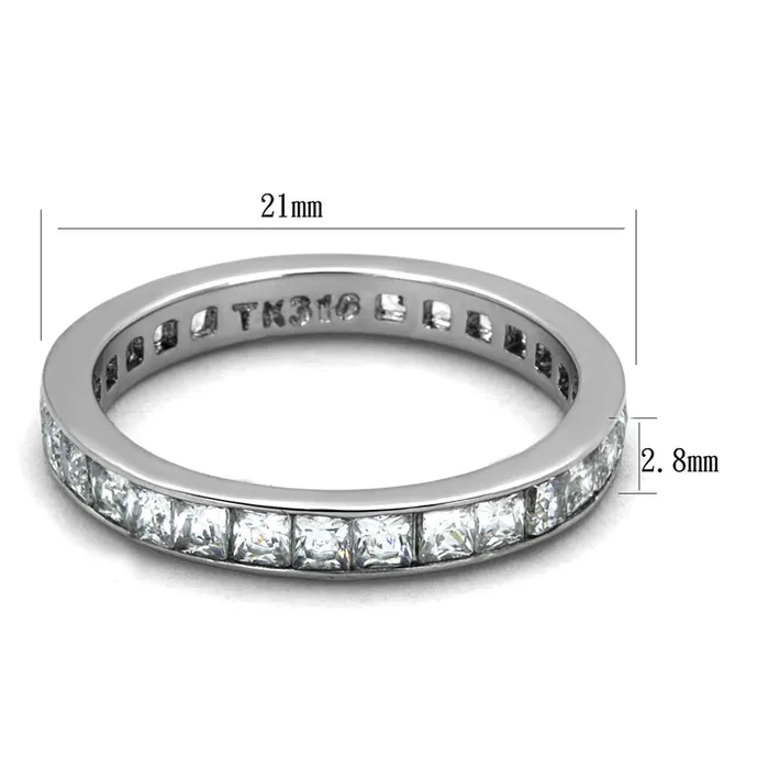 TK2344 High polished no plating Stainless Steel Ring with AAA Grade CZ in Clear Alamode Rings