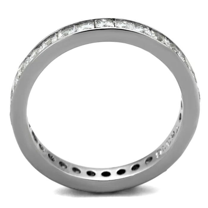 TK2344 High polished no plating Stainless Steel Ring with AAA Grade CZ in Clear Alamode Rings