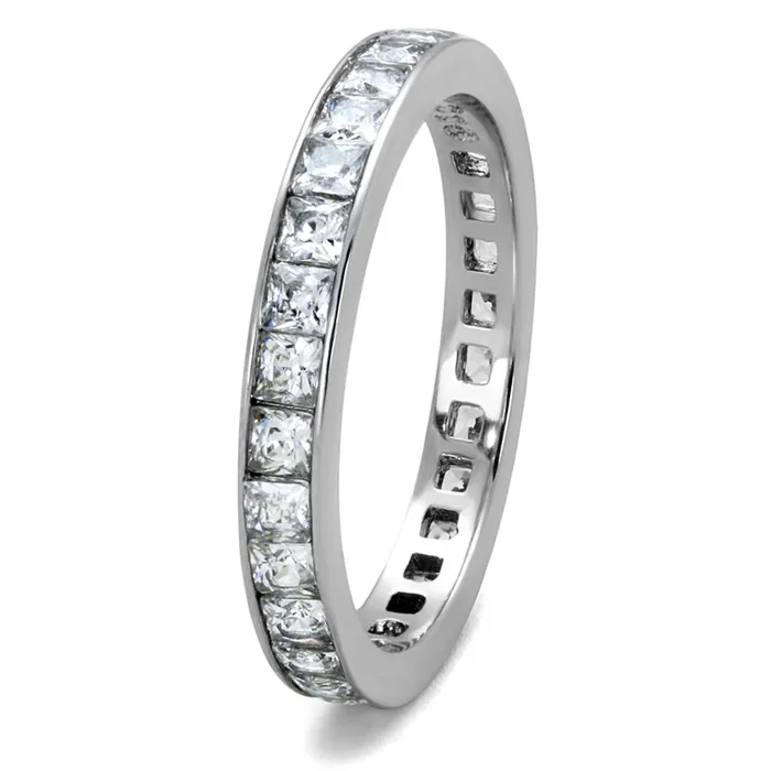 TK2344 High polished no plating Stainless Steel Ring with AAA Grade CZ in Clear Alamode Rings
