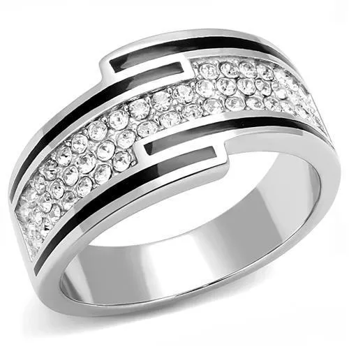 TK3174 High polished no plating Stainless Steel Ring with Top Grade Crystal in Clear Alamode Rings TK3174 High polished no plating Stainless Steel Ring with Top Grade Crystal in Clear Alamode Rings