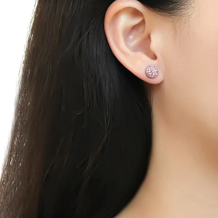 TK3554 High polished no plating Stainless Steel Earrings with Top Grade Crystal in Light Rose Alamode Earrings