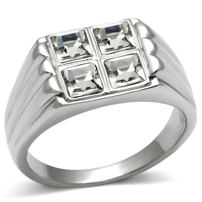 TK488 High polished no plating Stainless Steel Ring with Top Grade Crystal in Clear Alamode Rings TK488 High polished no plating Stainless Steel Ring with Top Grade Crystal in Clear Alamode Rings
