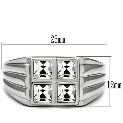 TK488 High polished no plating Stainless Steel Ring with Top Grade Crystal in Clear Alamode Rings