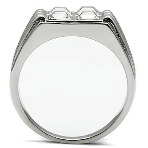 TK488 High polished no plating Stainless Steel Ring with Top Grade Crystal in Clear Alamode Rings