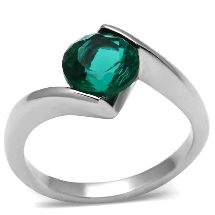TK523 High polished no plating Stainless Steel Ring with Synthetic Synthetic Glass in Blue Zircon Alamode Rings TK523 High polished no plating Stainless Steel Ring with Synthetic Synthetic Glass in Blue Zircon Alamode Rings