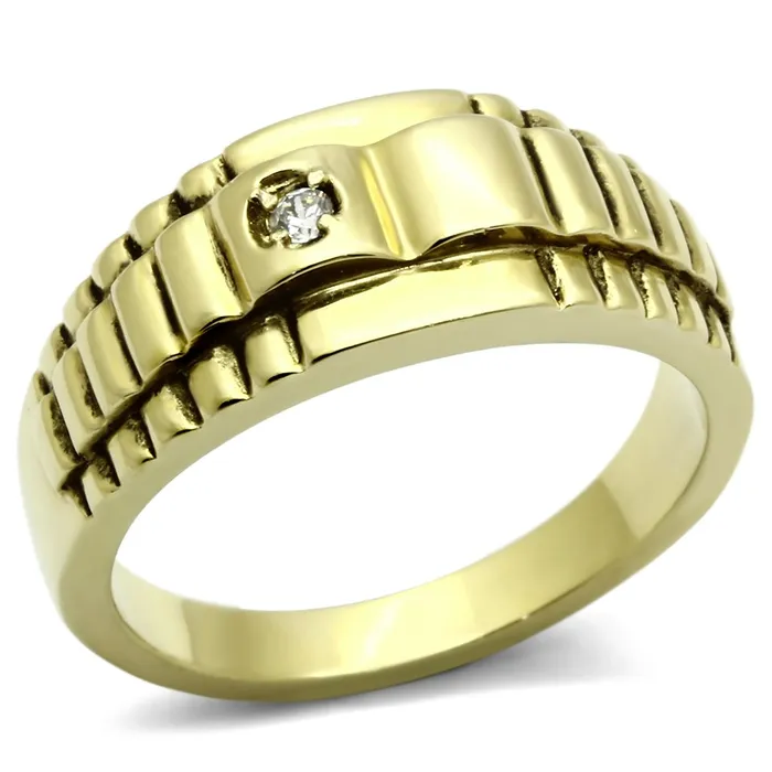 TK794 IP GoldIon Plating Stainless Steel Ring with AAA Grade CZ in Clear Alamode Rings TK794 IP GoldIon Plating Stainless Steel Ring with AAA Grade CZ in Clear Alamode Rings
