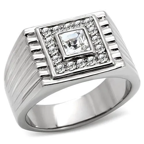 TK95312 High polished no plating Stainless Steel Ring with Top Grade Crystal in Clear Alamode Rings TK95312 High polished no plating Stainless Steel Ring with Top Grade Crystal in Clear Alamode Rings