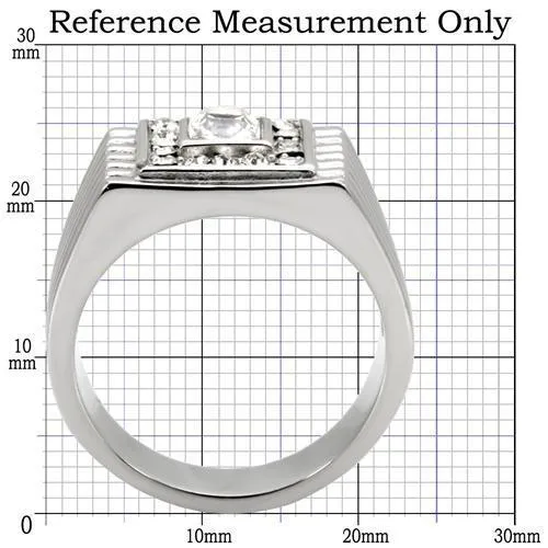 TK95312 High polished no plating Stainless Steel Ring with Top Grade Crystal in Clear Alamode Rings