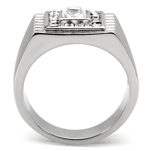 TK95312 High polished no plating Stainless Steel Ring with Top Grade Crystal in Clear Alamode Rings