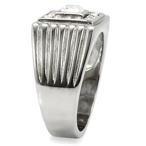 TK95312 High polished no plating Stainless Steel Ring with Top Grade Crystal in Clear Alamode Rings