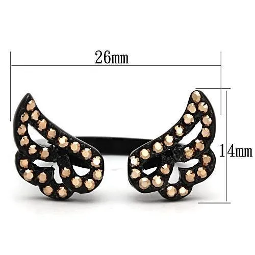 TK980 IP BlackIon Plating Stainless Steel Ring with Top Grade Crystal in Metallic Light Gold Alamode Rings