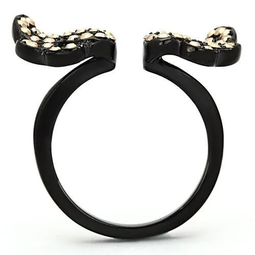 TK980 IP BlackIon Plating Stainless Steel Ring with Top Grade Crystal in Metallic Light Gold Alamode Rings