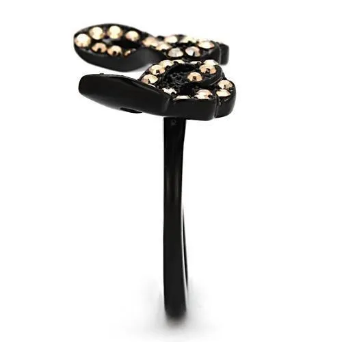 TK980 IP BlackIon Plating Stainless Steel Ring with Top Grade Crystal in Metallic Light Gold Alamode Rings