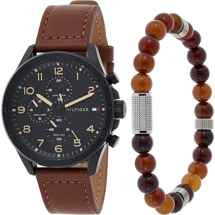 Tommy Hilfiger Bracelets Tommy Hilfiger Mens Watch and Bracelet Gift Set Black Dial Dual Time 2770153 Tommy Hilfiger Bracelets Tommy Hilfiger Mens Watch and Bracelet Gift Set Black Dial Dual Time 2770153
