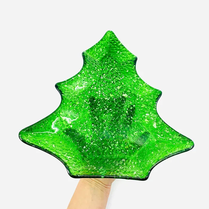 Transpac Glass Fusion Plate Christmas Tree 46 Necklaces