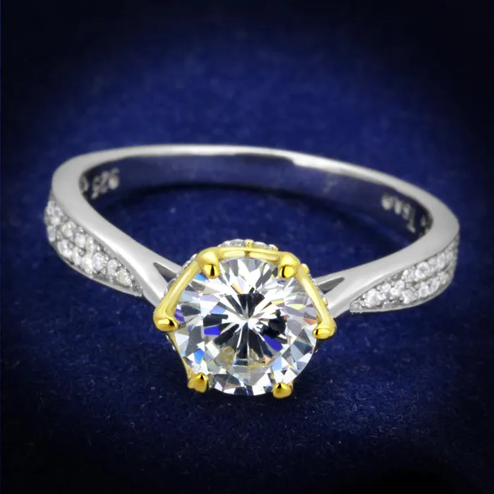 TS340 Reverse TwoTone 925 Sterling Silver Ring with AAA Grade CZ in Clear Alamode Rings TS340 Reverse TwoTone 925 Sterling Silver Ring with AAA Grade CZ in Clear Alamode Rings