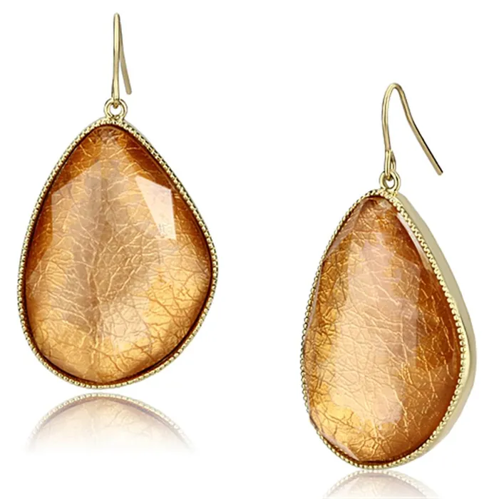 VL071 IP GoldIon Plating Brass Earrings with Synthetic Synthetic Stone in Orange Alamode Earrings VL071 IP GoldIon Plating Brass Earrings with Synthetic Synthetic Stone in Orange Alamode Earrings