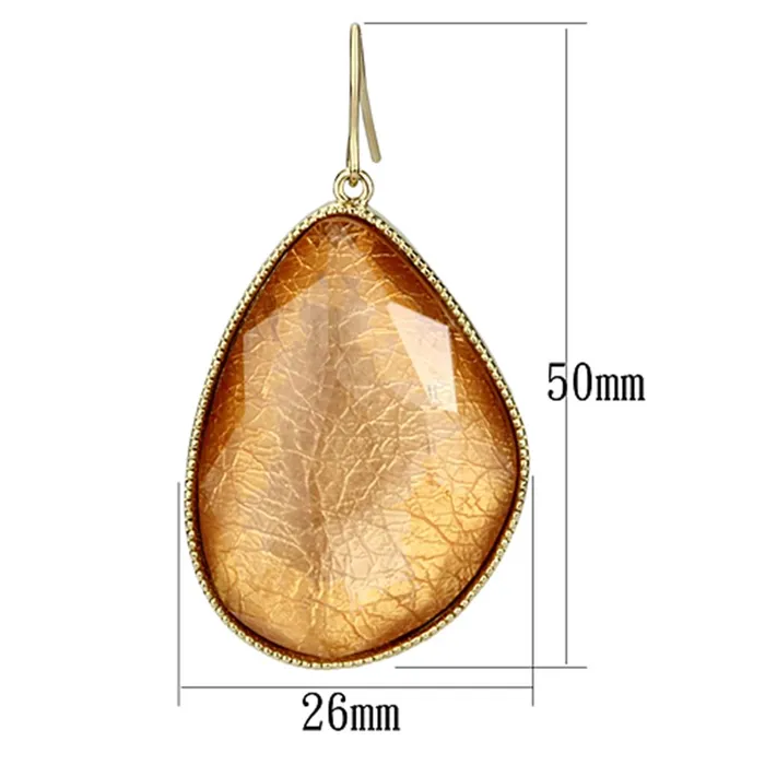VL071 IP GoldIon Plating Brass Earrings with Synthetic Synthetic Stone in Orange Alamode Earrings