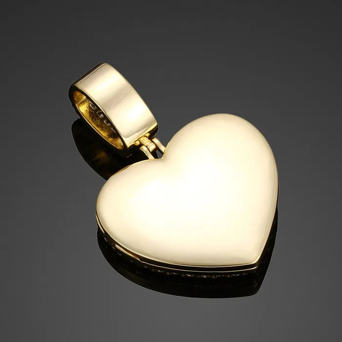 VVS Jewelry Fully Iced Custom Heart Baguette Photo Pendant Necklace Necklaces