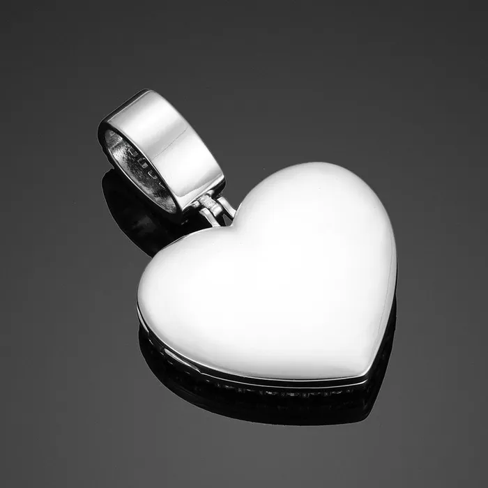 VVS Jewelry Fully Iced Custom Heart Baguette Photo Pendant Necklace Necklaces