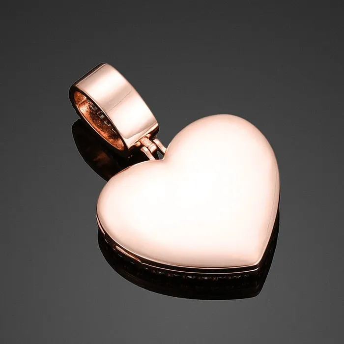 VVS Jewelry Fully Iced Custom Heart Baguette Photo Pendant Necklace Necklaces