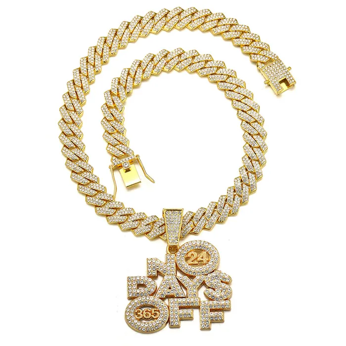 VVS Jewelry Necklaces No Days Off Iced out Cuban Pendant Necklace