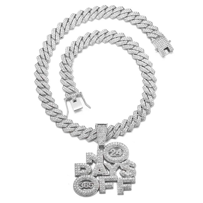 VVS Jewelry Necklaces No Days Off Iced out Cuban Pendant Necklace