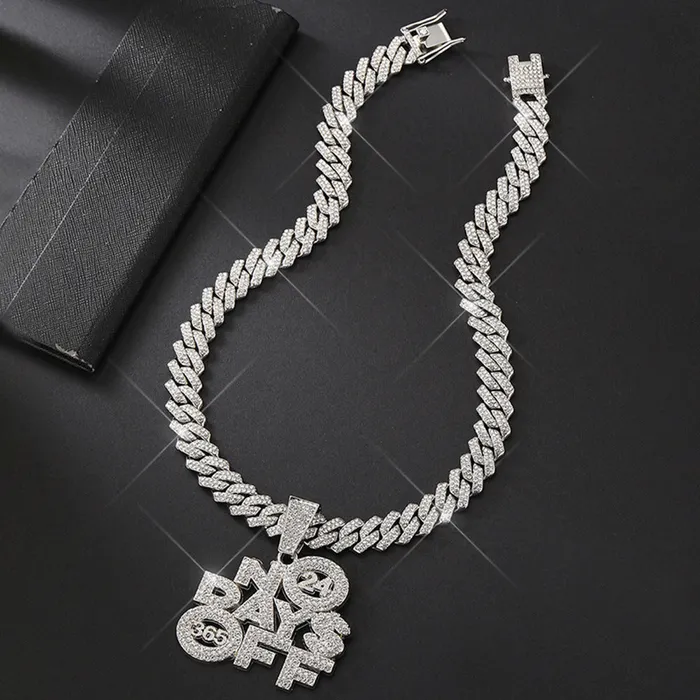 VVS Jewelry Necklaces No Days Off Iced out Cuban Pendant Necklace