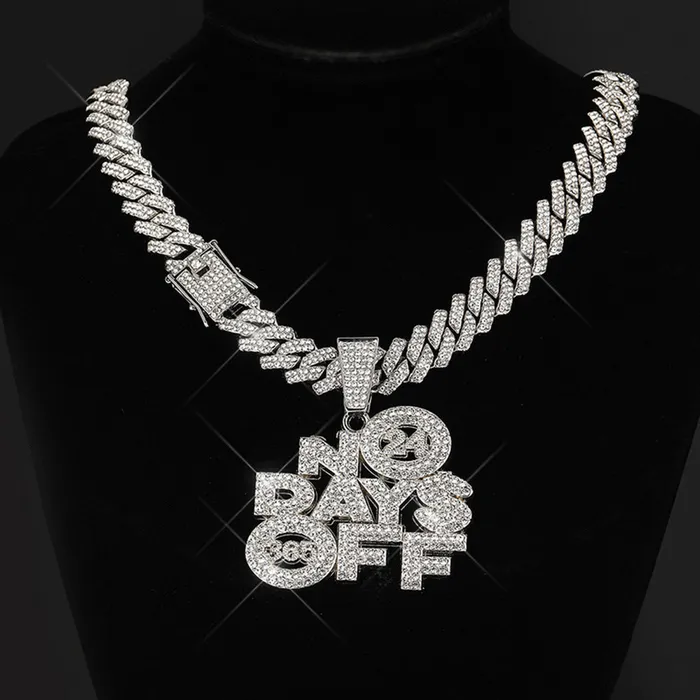 VVS Jewelry Necklaces No Days Off Iced out Cuban Pendant Necklace