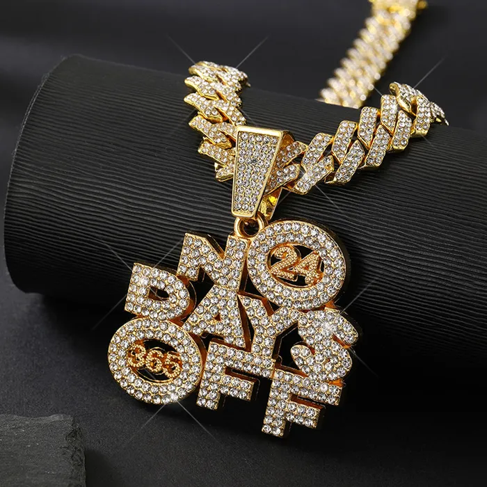 VVS Jewelry Necklaces No Days Off Iced out Cuban Pendant Necklace
