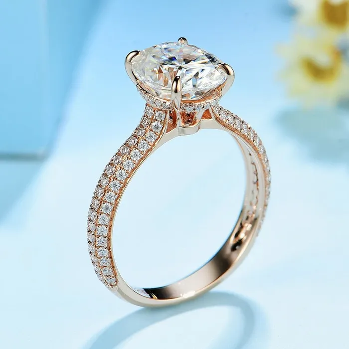 VVS Jewelry Rings 10K Solid Rose Gold 5CT VVS Moissanite Engagement Ring