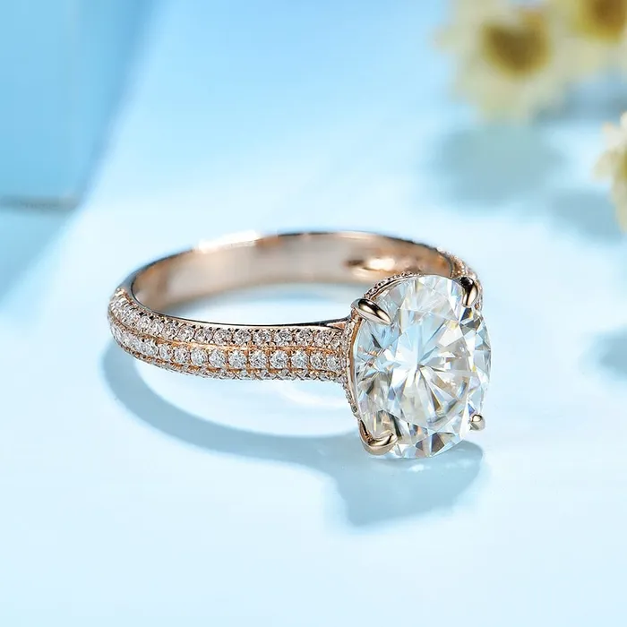 VVS Jewelry Rings 10K Solid Rose Gold 5CT VVS Moissanite Engagement Ring