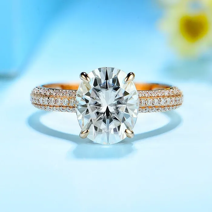 VVS Jewelry Rings 10K Solid Rose Gold 5CT VVS Moissanite Engagement Ring