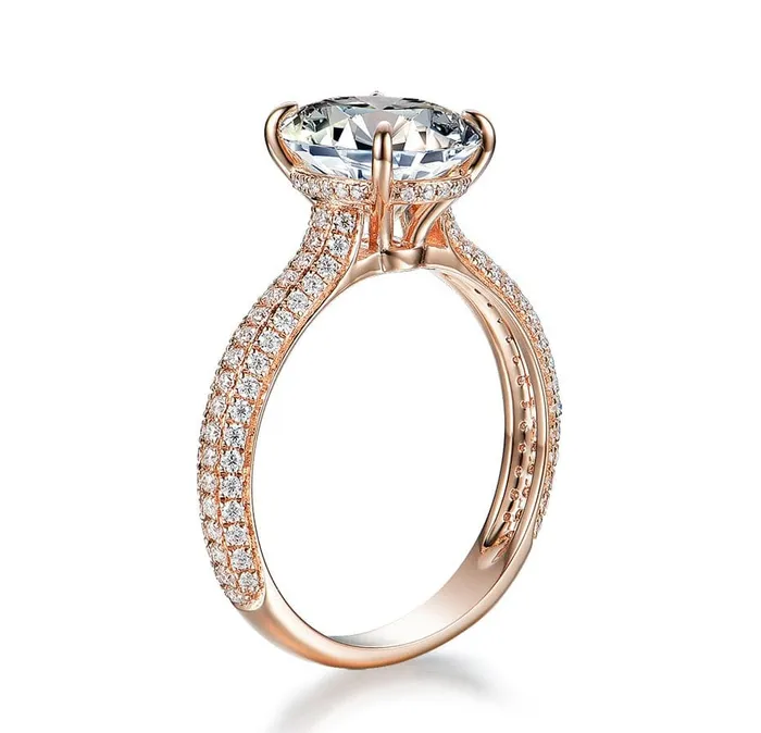 VVS Jewelry Rings 10K Solid Rose Gold 5CT VVS Moissanite Engagement Ring