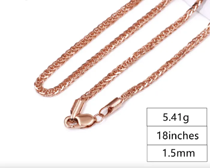 VVS Jewelry Solid 18K Gold Minimalist Wheat Cuban Chain PreStyled Sets