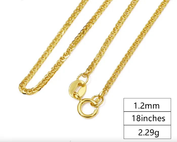 VVS Jewelry Solid 18K Gold Minimalist Wheat Cuban Chain PreStyled Sets