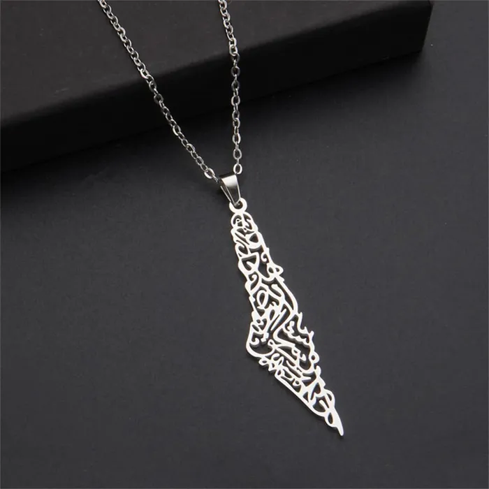 VVS Jewelry Stainless Steel Palestine Map Necklace for Men and Women Necklaces