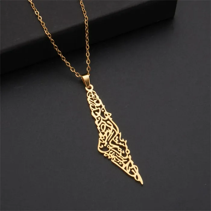VVS Jewelry Stainless Steel Palestine Map Necklace for Men and Women Necklaces