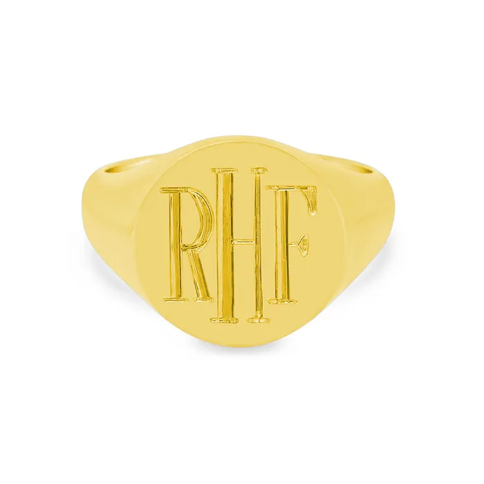 Womens Round Signet Ring Extra Large Hand Engraved Roman Monogram deBebians Rings Womens Round Signet Ring Extra Large Hand Engraved Roman Monogram deBebians Rings