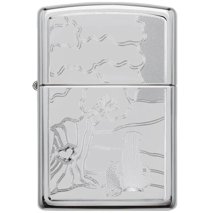 Zippo Pocket Lighter Pet and Tree Design High Polish Chrome Metal 49258 Zippo Necklaces