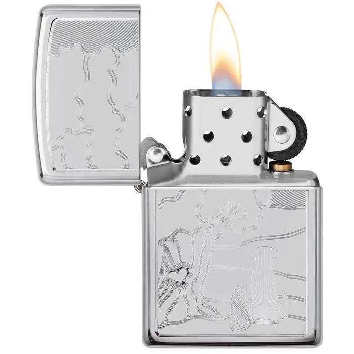Zippo Pocket Lighter Pet and Tree Design High Polish Chrome Metal 49258 Zippo Necklaces