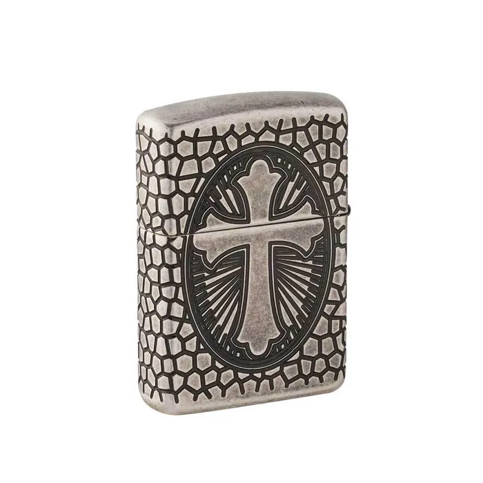 Zippo Windproof Lighter Armor St Christopher Design Antique Silver Metal 49160 Zippo Rings
