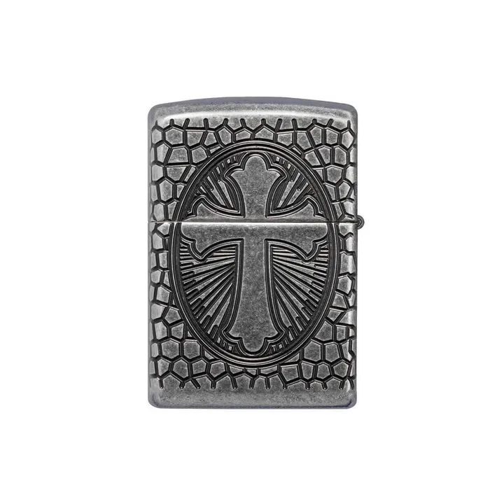 Zippo Windproof Lighter Armor St Christopher Design Antique Silver Metal 49160 Zippo Rings