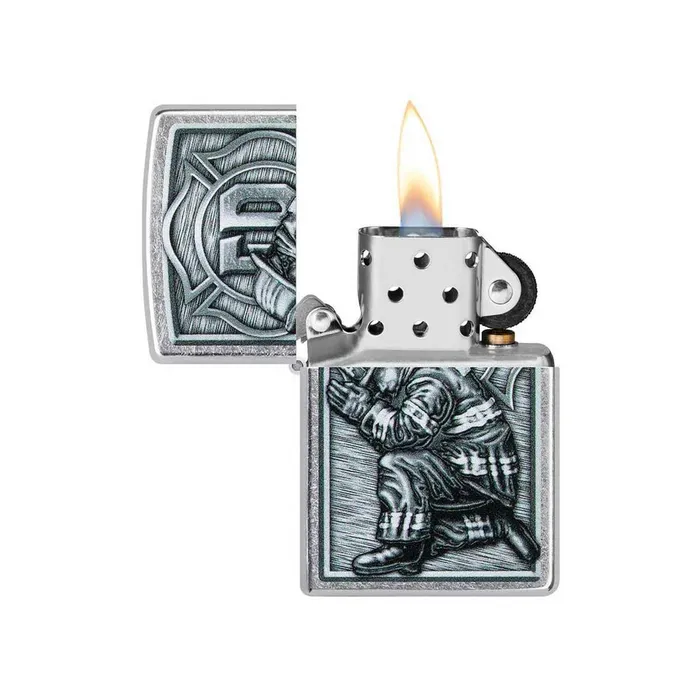 Zippo Zippo Windproof Lighter Firefighter Design Street Chrome 49785 Necklaces