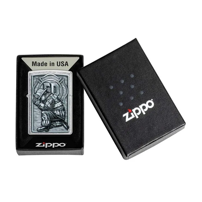 Zippo Zippo Windproof Lighter Firefighter Design Street Chrome 49785 Necklaces